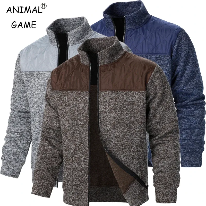 Baju Kemeja Tampalan Lelaki Jaket Kolar Berdiri Jaket Slim Fit Cardigan Pakaian Jalanan Pakaian Sukan Kot Zip Atas Kasual Pakaian Olahraga Luaran Lelaki — image 2