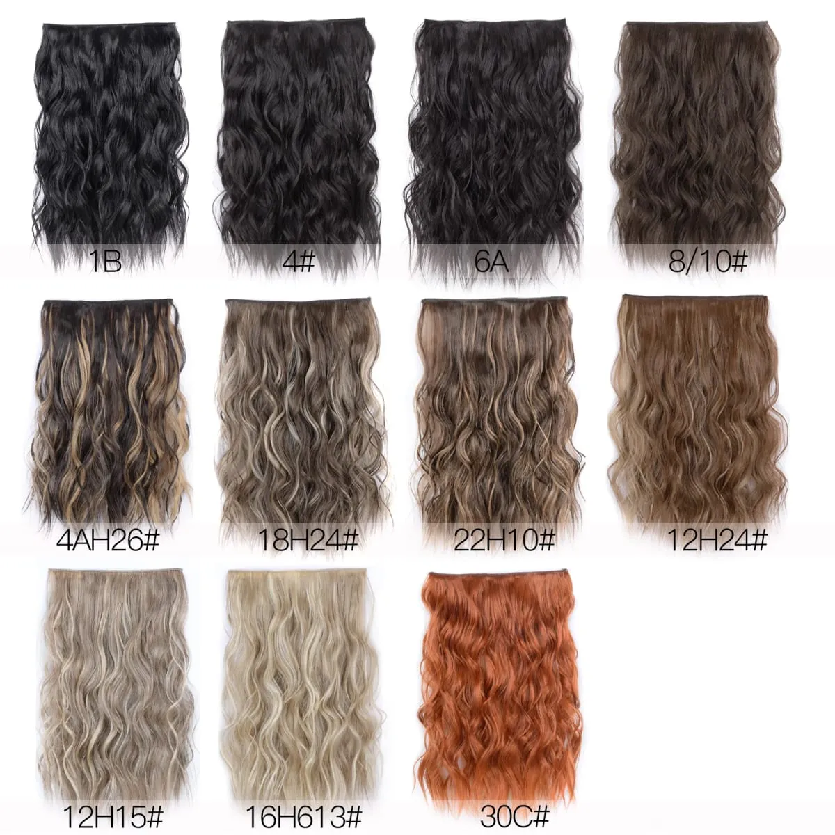 Extensions de cheveux synthétiques à fil Invisible, 4 Clips, ligne de poisson naturelle longue et ondulée, faux postiche une pièce pour femmes — image 5