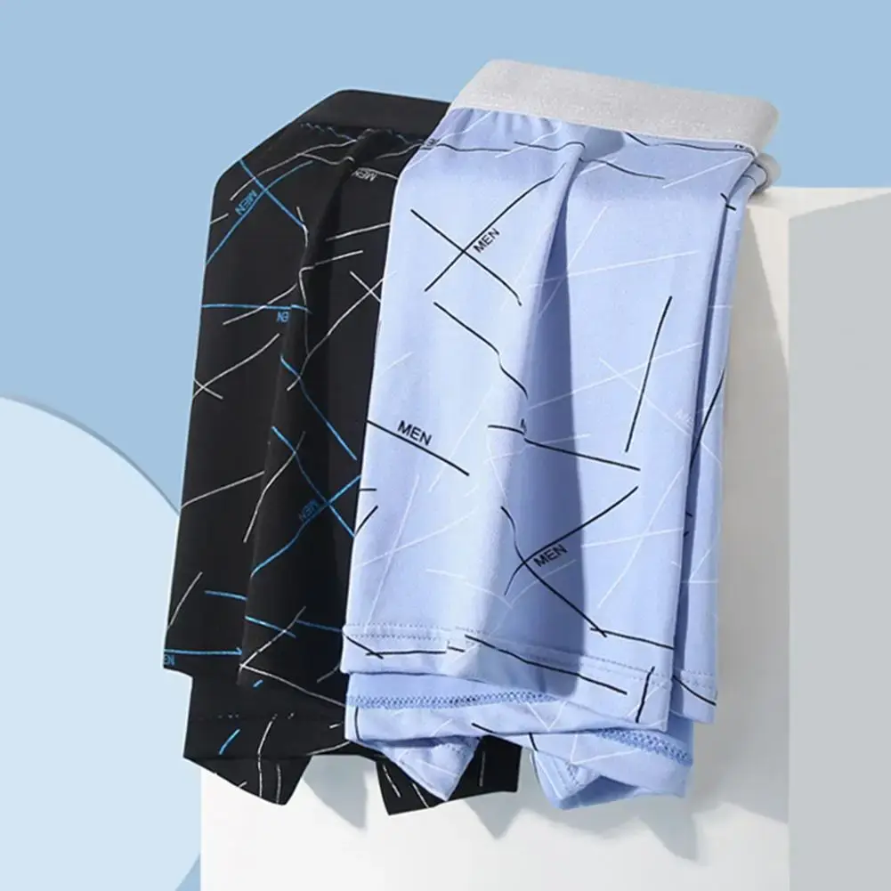 Mutande da uomo Intimo Elastico a vita media Lettera Stampa a righe Morbide e traspiranti Senza cuciture U Convesse Mutande da uomo ad asciugatura rapida — image 3