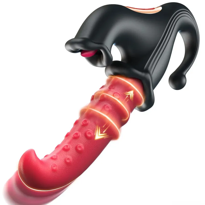 4 IN 1 Leccare il vibratore di spinta G Spot stimolatore del clitoride Massaggiatore della vagina Vibratore del coniglio Giocattolo del sesso delle donne per clitoride capezzolo e anale