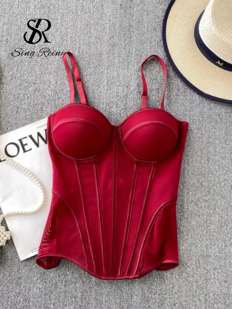Corset de luxe en maille pour femmes, Camisole à bretelles, Lingerie solide, haut d'été de haute qualité, contrôle du ventre, débardeur de fête transparent, 2026 — image 2