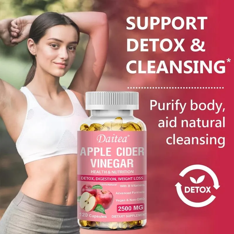 Daitea Organic Apple Cider Vinegar Capsules Healthy Weight Management Digestion Detox & Immune Soothes Gas & Bloating — image 5