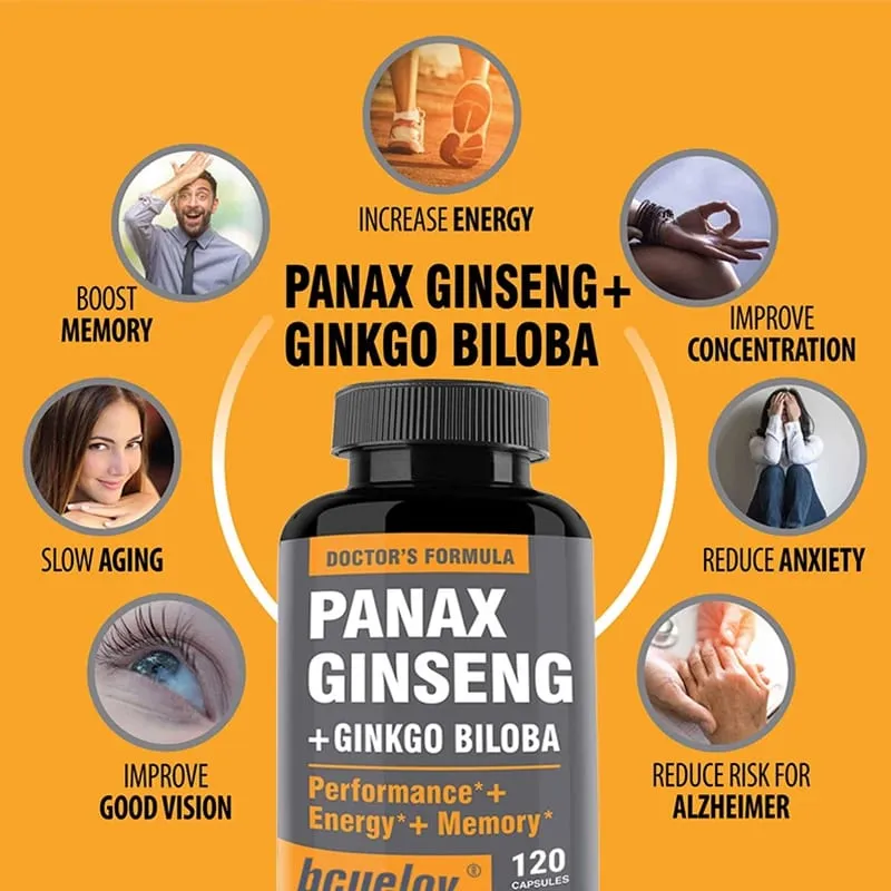 โสม + สารสกัดจากแปะก๊วย Biloba - ช่วยปรับปรุงพลังงานและความมีชีวิตชีวา ต่อต้านริ้วรอย ความจำ สมองและสุขภาพการมองเห็น — image 3