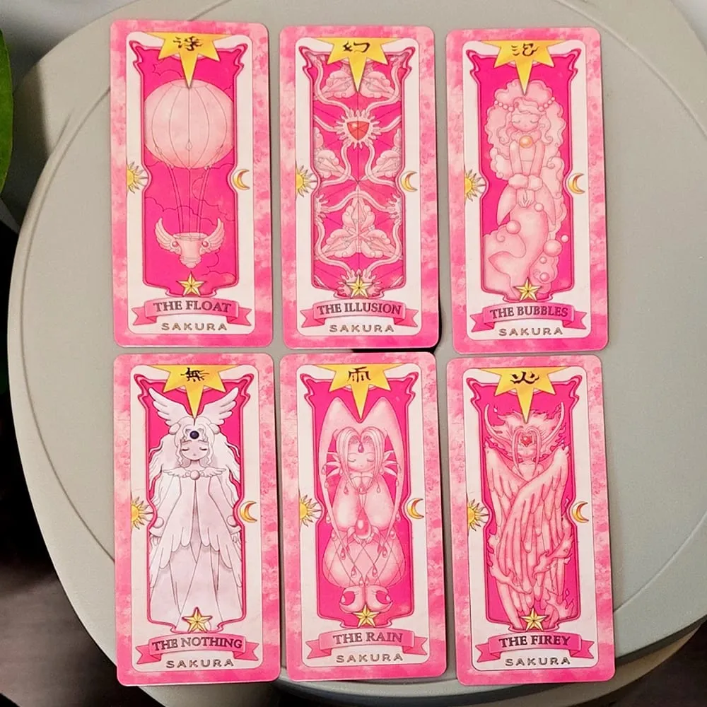 11x5.5cm Cardcaptor Sakura Tarot Deck - Complete 56 Card Set | Pink Sakura Edition for Fans & Cosplay