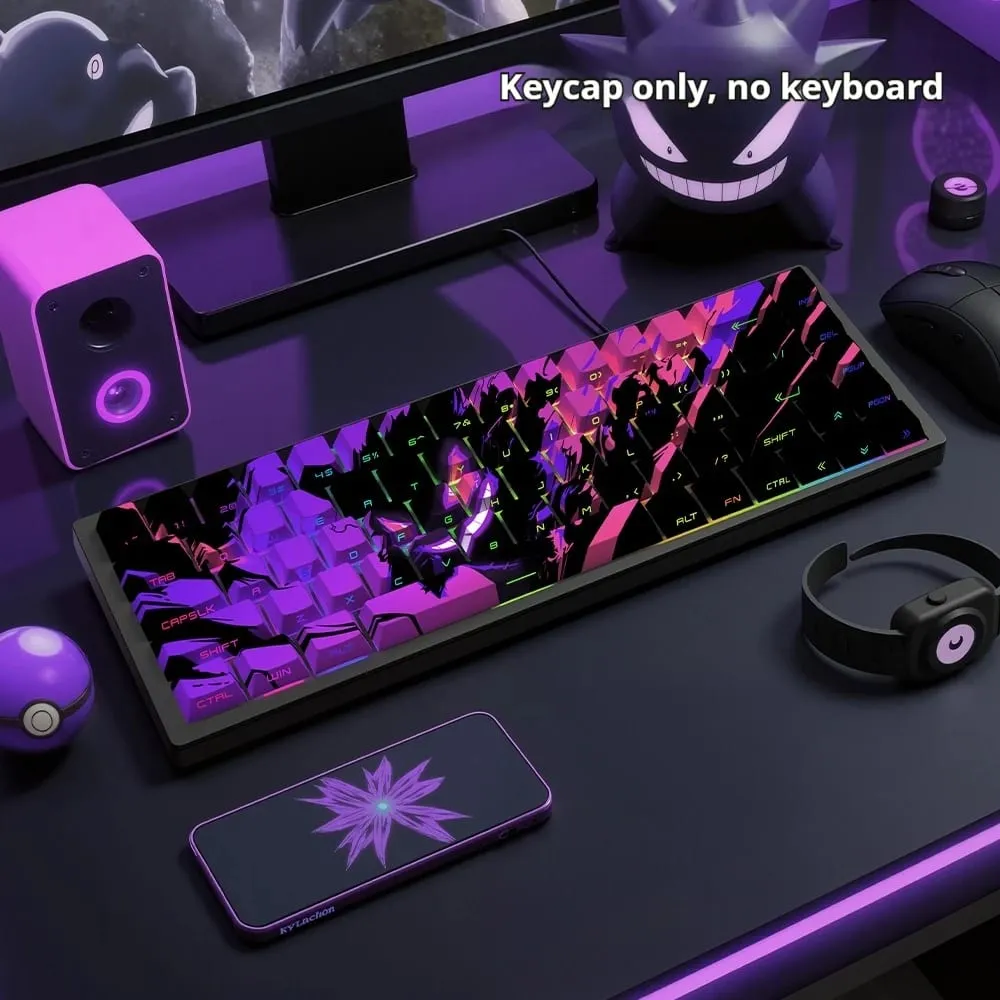 Gengar PBT 원래 공장 측면 새겨진 반투명 키 캡 68 키 129 키 PC 게이머 액세서리 용 E-스포츠 게임 키 캡 — image 3