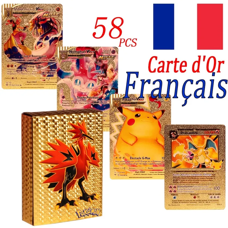 Cartes Pokemon VMAX V EX GX MEGA Version française, Collection de cartes, entraîneur de combat, jouets de noël pour enfants, cadeau — image 14