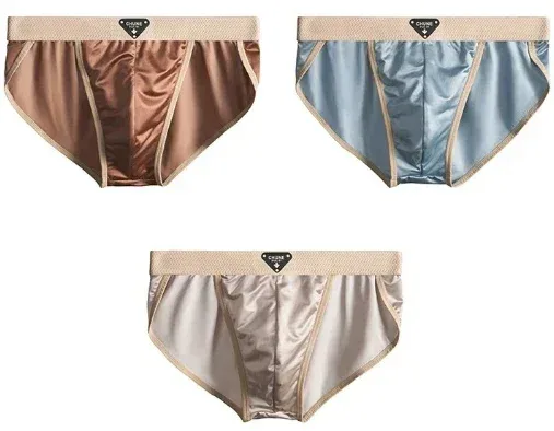 1/3PCS Men's Briefs Satin-like Ice Silk Briefs Summer Smooth Mens Underpants Breathable Quick Drying Panties Sexy U Pouch Briefs — image 26