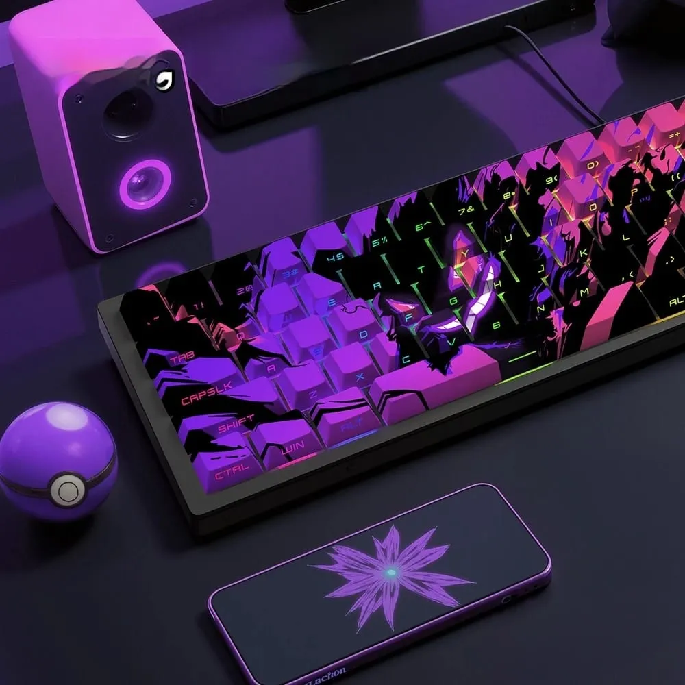 Gengar PBT 원래 공장 측면 새겨진 반투명 키 캡 68 키 129 키 PC 게이머 액세서리 용 E-스포츠 게임 키 캡 — image 5
