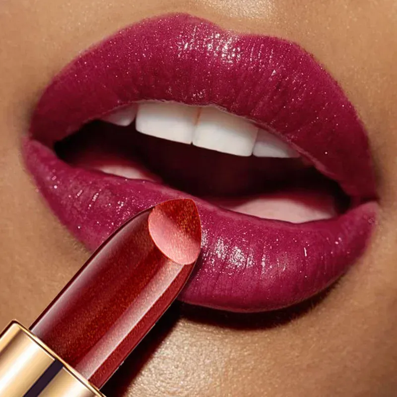 Značka Professional Lips Makeup Voděodolný Shimmer Dlouhotrvající pigment Nude Pink Mermaid Shimmer Lipstick Luxusní kosmetický make-up — image 6