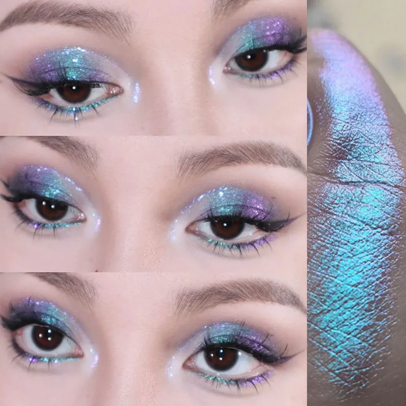 Ombretto glitterato in polvere a lunga durata Chrome Chameleon Ombretto olografico in polvere Pigmento Trucco per occhi per cosmetici da donna — image 1
