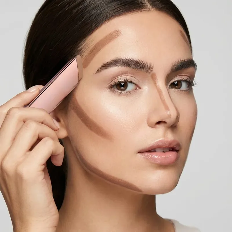 Paleta de ajuste de bronceador mate, barra bronceadora en crema en polvo para sombreado de contorno facial, efecto de maquillaje de larga duración, agua, 2 uds. — image 5