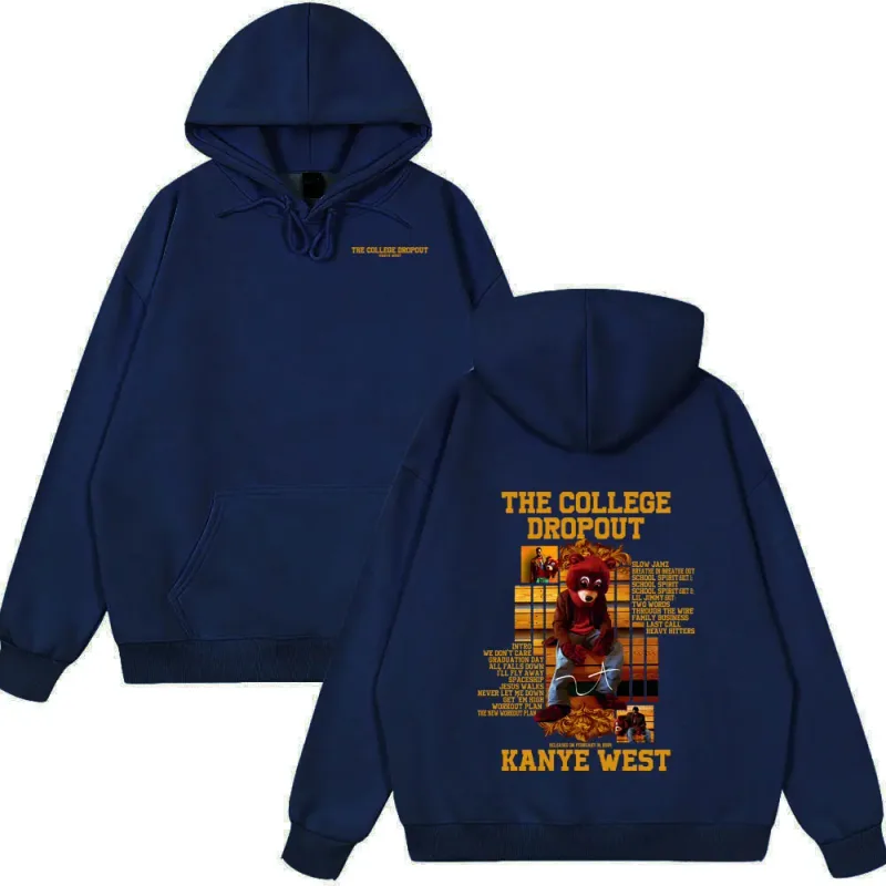 Rapper Kanye West The College Dropout Bear Graphic Hoodies Summer New Style Clothing Hip Hop Oversized Streetwears Spring Wears — image 5