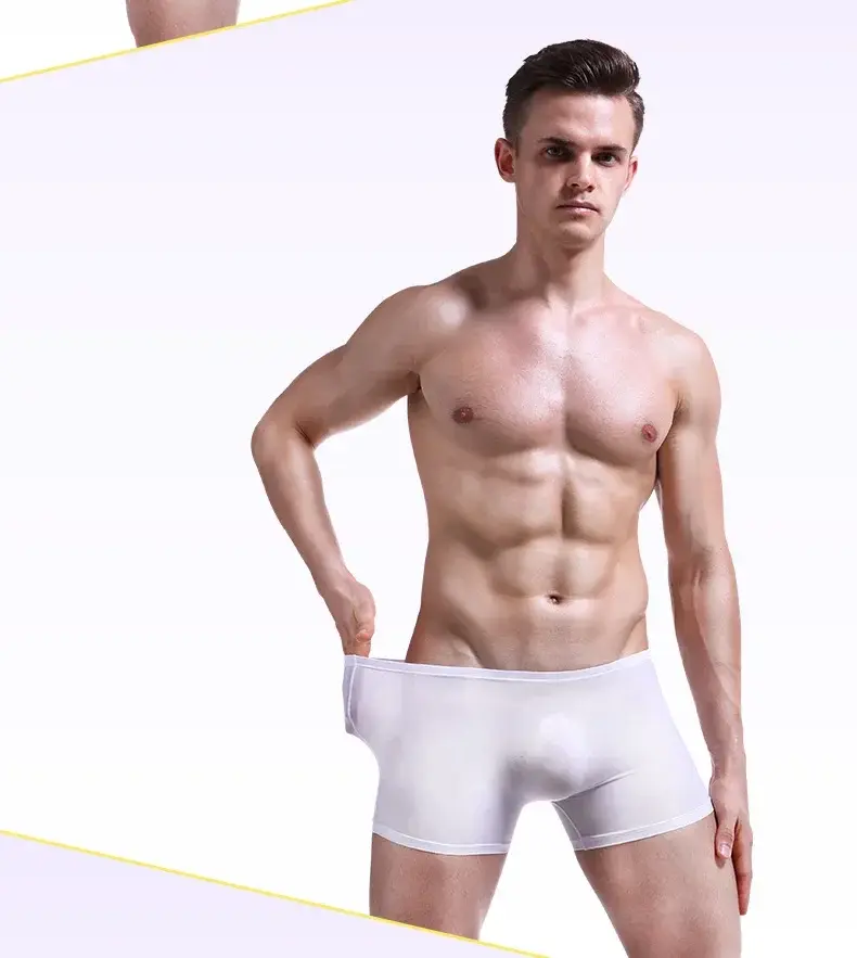 Eisseidenunterwäsche für Herren, nahtlos, ultradünn, transparent, Boxershorts, sexy, einteilig, Sommer, atmungsaktiv, Jugendflut, vier Ecken — image 16