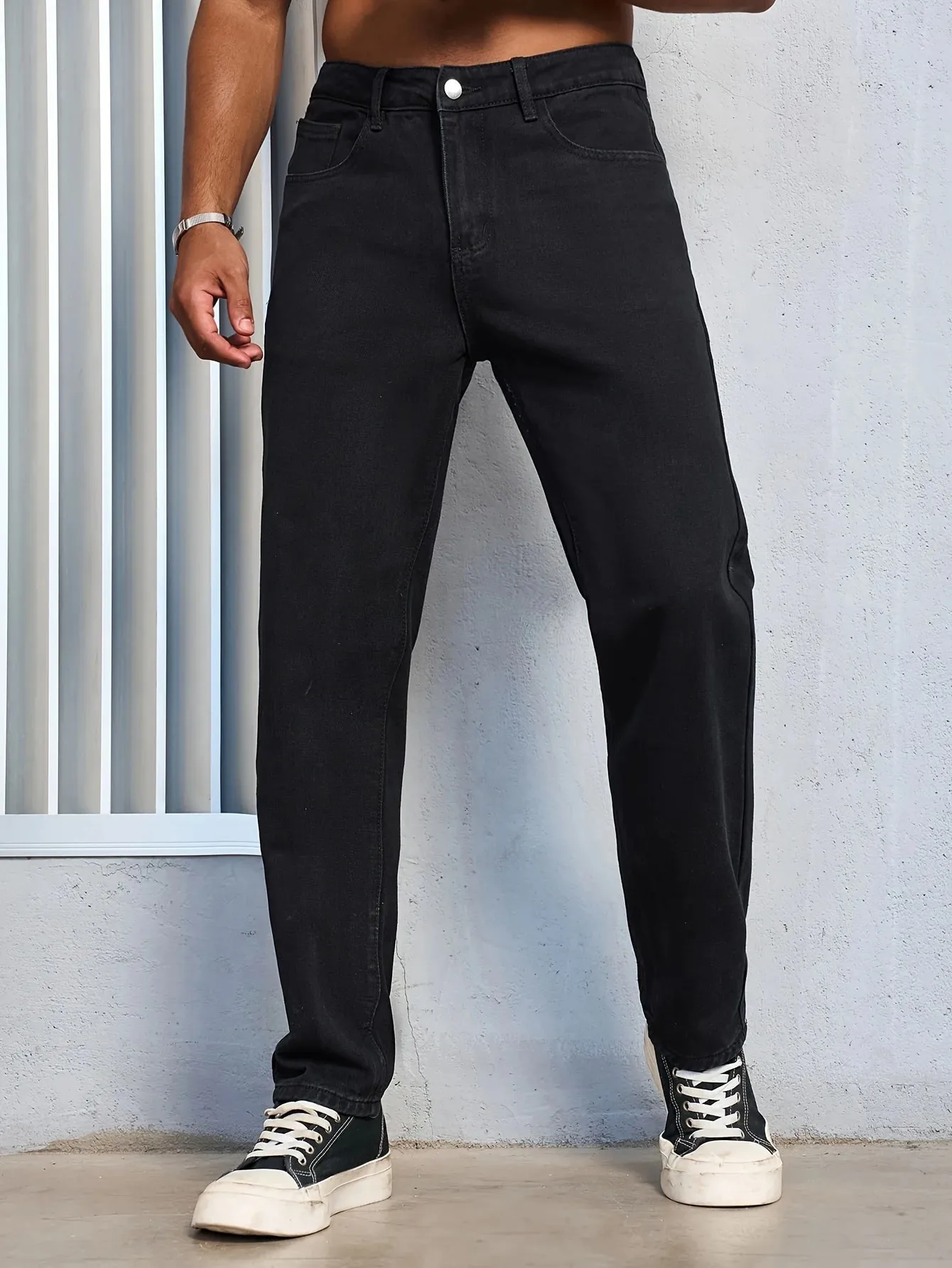 Men's Casual Solid Black Regular fit Jeans — image 7