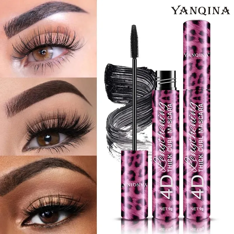 2 Chiếc 4D Mascara + Bộ Bút Kẻ Mắt Dạng Lỏng Chống Thấm Nước Chống Mồ Hôi Chống Nhòe Làm Dài Làm Dày Uốn Lâu Dài mắt Làm