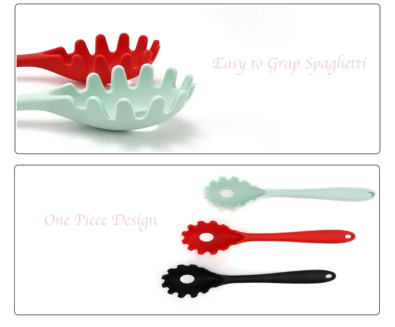 11.2 inch Pasta Vork Premium Siliconen Spaghetti Zeef Hittebestendige Noodlepel Server Food Grade Keuken Koken Gereedschap — image 3