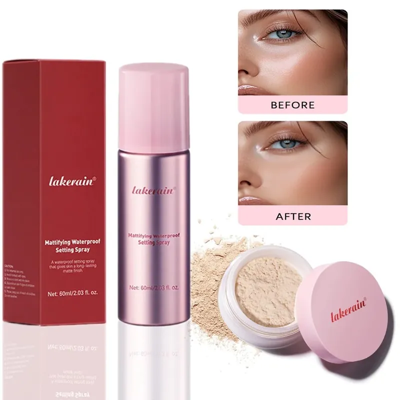 Setting Powder og Setting Spray Set Ultimate Blurring Oil Control Mat Vandtæt Langtidsholdbar Blurs Oil Control Makeup Kit — image 1