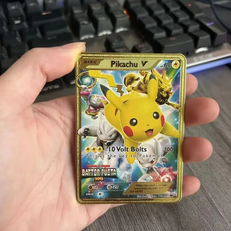 البوكيمون لعبة معدنية جمع بطاقة أنيمي الشكل تشارجر بيكاتشو بلاستويز Mewtwo معركة جمع كارت بطاقة لعبة هدية — image 11