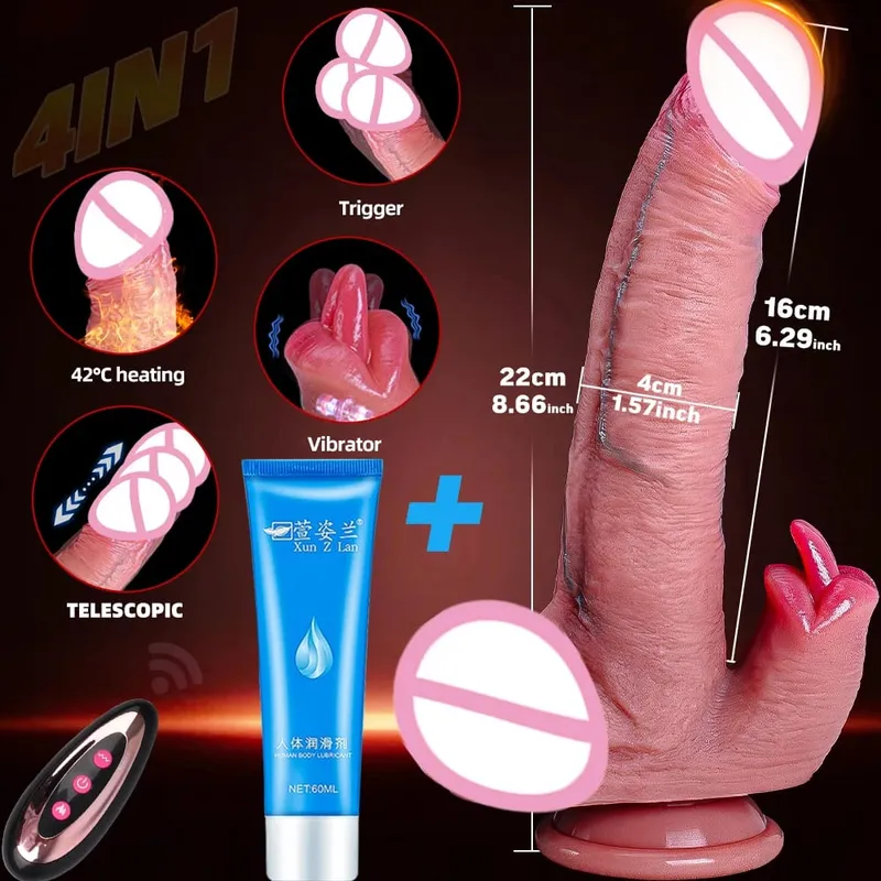 Realistico vibratore vibratore telescopico riscaldamento pene telecomando cazzo spinta grosso cazzo masturbazione per donne giocattoli sessuali per adulti — image 21