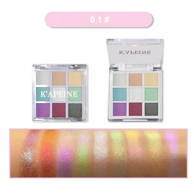 Tavolozza di ombretti Chameleon glitter a 9 colori Tavolozza di ombretti in polvere pressata a lunga durata impermeabile Kit cosmetico per trucco occhi per donna di moda — image 9