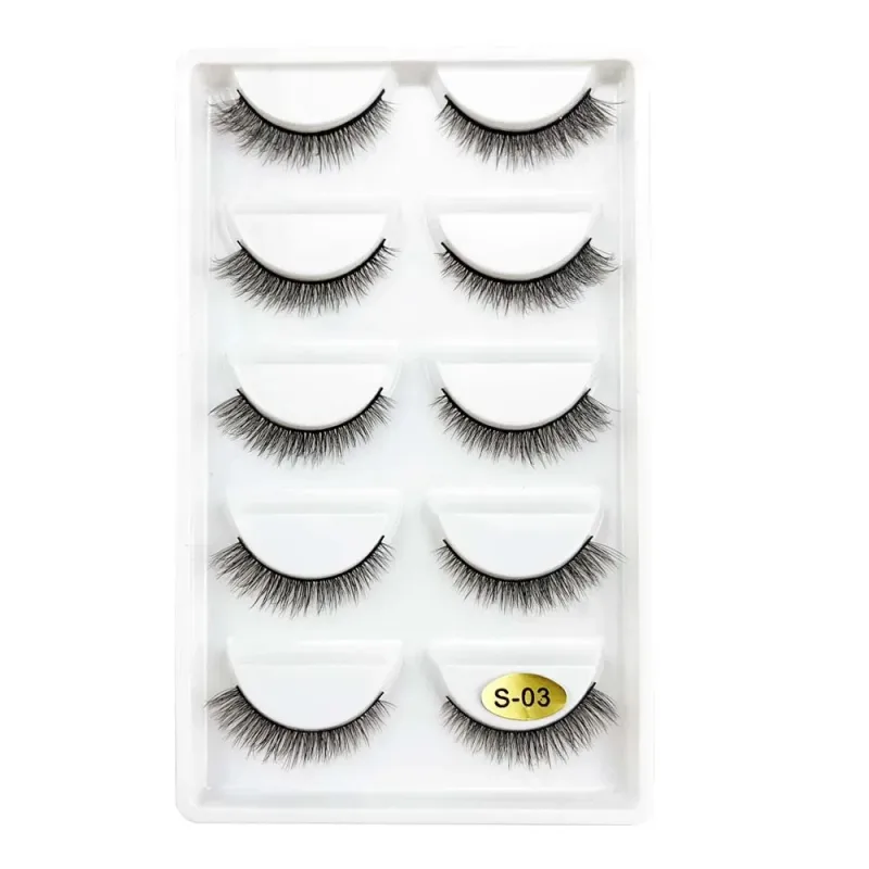 5 paires S03 aspect naturel 3D vison faux cils outils de maquillage Style moelleux eau vison fourrure faux cils pour le maquillage des yeux