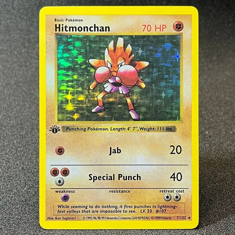Carte foil PKM Charizard Blastoise Venusaur Alakazam Mewtwo Zapdos Raichu 1996 1a edizione Game Collection Carte proxy PTCG — image 19