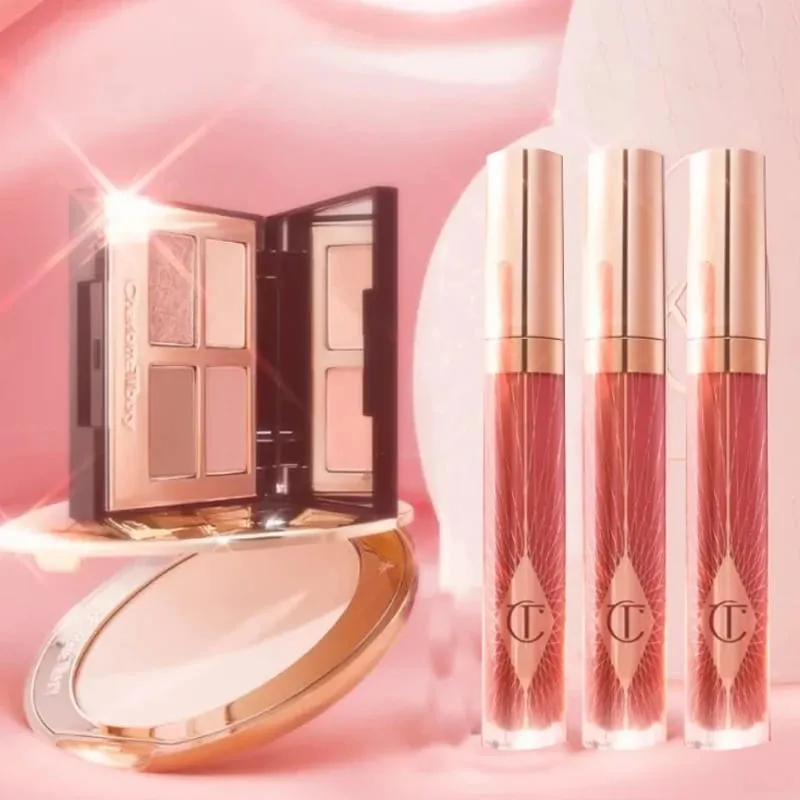 Charlotte Tilbury CT – ensemble de maquillage, hydratant pour les lèvres au collagène léger, poudre pressée pour une finition impeccable, fard à paupières quatre couleurs — image 1