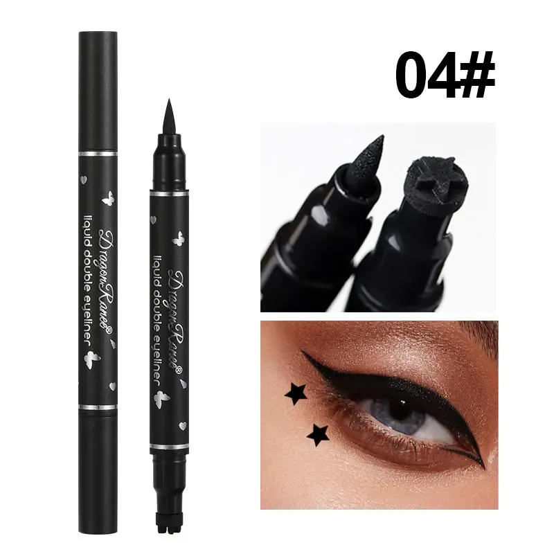 Double Head Liquid Eyeliner Star Butterfly Shape Tattoo Stamp Waterproof Lasting 2 in 1 Seal Stamp Eye Liner Pen Makeup Cosmetic