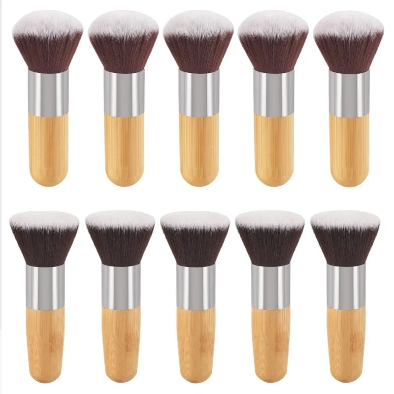 Bamboe handvat Foundation Brush Los poeder Make-up kwasten Blush Contour Vloeibare Foundation Cream Professionele gezichtsschoonheidstools — image 16