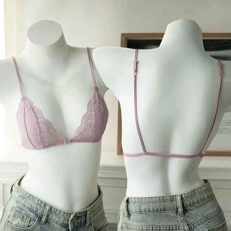 สไตล์ฝรั่งเศสเซ็กซี่ลูกไม้สามเหลี่ยมบาง Bra ปุ่มด้านหน้าผู้หญิงไม่มีแหวนเหล็กไร้สายชุดชั้นในชุดชั้นในที่สวยงามกลับ bra — image 10