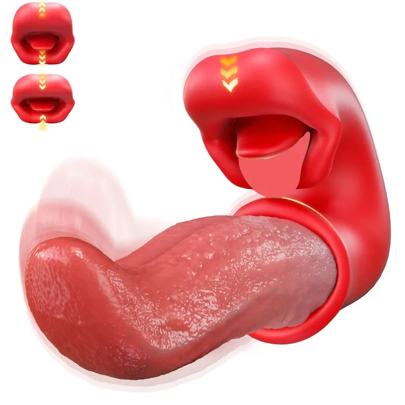 Vibrateurs de langue réalistes 3 en 1 pour femmes, gode d'occlusion et stimulateur de Clitoris oscillant, jouets sexuels pour adultes, masturbateur féminin