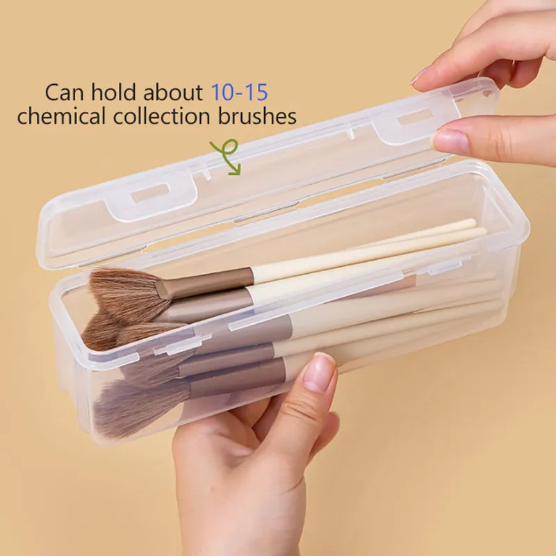 【B】Scatola portaoggetti portatile per pennelli cosmetici da viaggio. Piccola copertura antipolvere trasparente per fard in polvere, ombretto, pennelli per sopracciglia — image 2