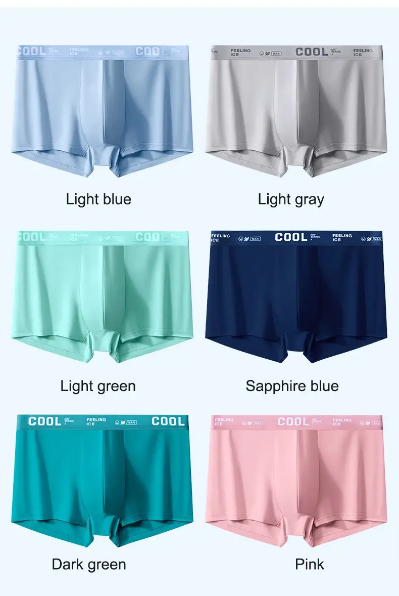Boxers en soie glacée pour hommes, sous-vêtements en graphène, respirants et confortables, culottes ultra fines, tronc, grande taille 6XL — image 13