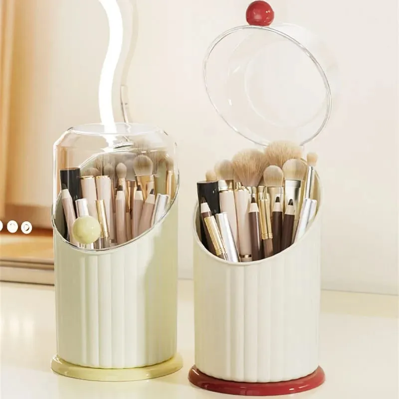 Úložný box na štětce na make-up Velkokapacitní držák štětců na make-up s průhledným víčkem Prachotěsné kosmetické nástroje Organizér na rtěnky na obočí — image 1