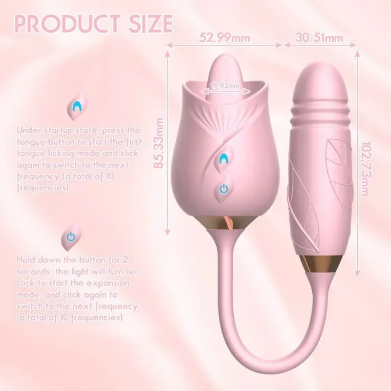 Penggetar Menjilat Mawar untuk Wanita Perangsang Kelentit Puting Pengurut Dildo Tujahan 2 dalam 1 Mainan Seks untuk Wanita Produk Seks Dewasa — image 13
