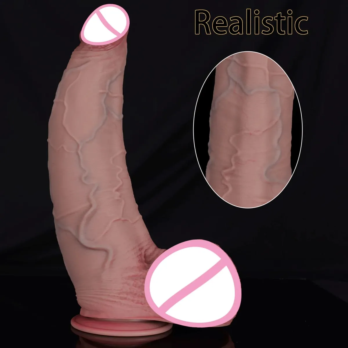 Ventosa per pene in silicone morbido e spesso super realistico, adatta per l'inserimento vaginale, giocattoli sessuali per adulti per donne e uomini gay — image 4