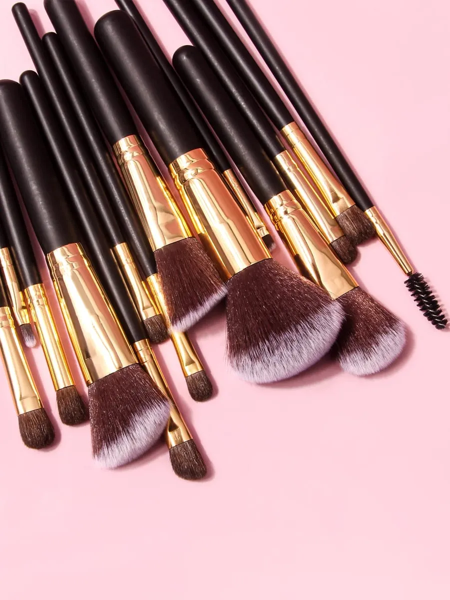 15 PCS Professional Makeup Brush Set With Makeup Brush Holder Wooden Handle Cosmetic Brushes — image 6