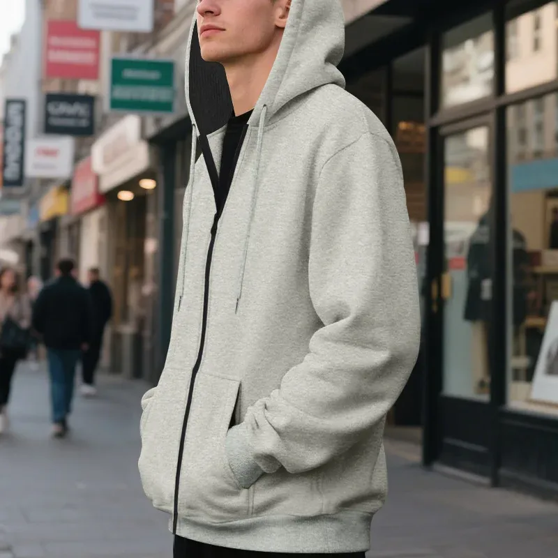 New 2026 Men's Autumn Casual Solid Long Sleeve Zipper Hooded Sweatshirt Coat Male Fashion Outdoors Sportswear Hoodies Jackets — image 32