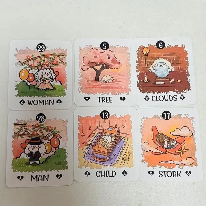 Boji Blog Lenormand Deck 영어 버전 39pcs 타로 애호가를위한 운명 점 타로 카드를 통한 토끼의 여행 — image 5