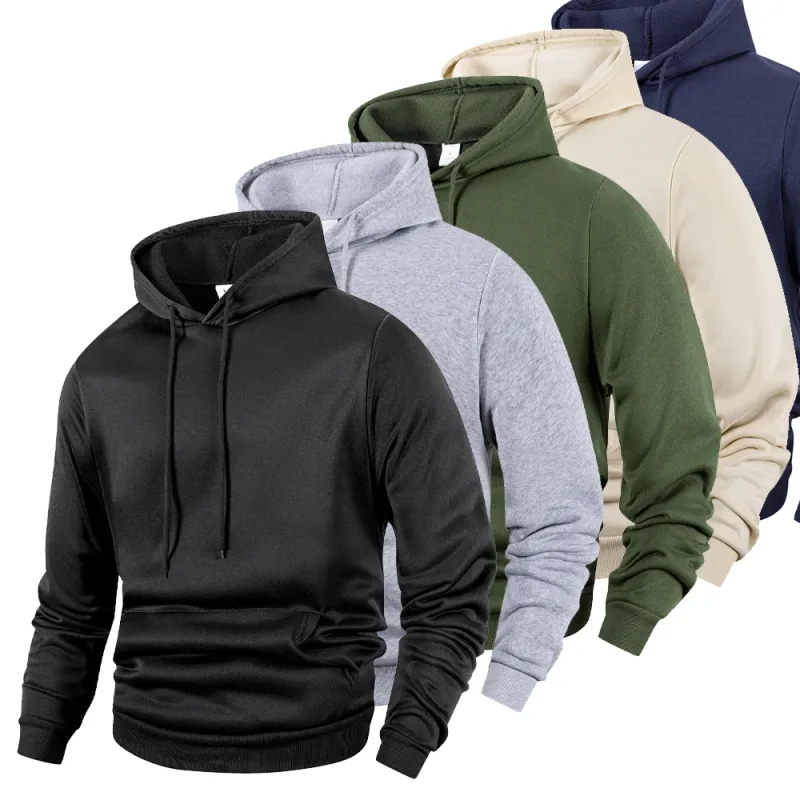 ผู้ชาย Casual Thicken Hoodies ฤดูใบไม้ร่วงฤดูหนาวเสื้อแขนยาวแฟชั่นหลวมสีทึบเสื้อกันหนาวฤดูใบไม้ผลิ WARM กลางแจ้ง Hoody — image 2