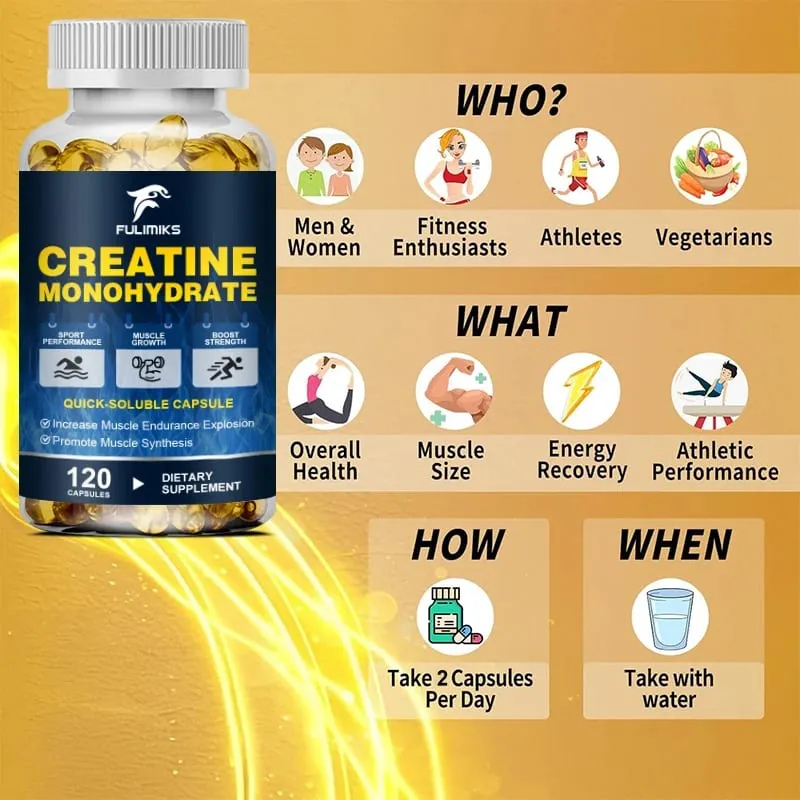Kapsul Creatine Monohydrat Potensi Tinggi 3000mg Mendukung Pertumbuhan Otot Kinerja Atletik Tingkat Energi & Gym Harian — image 4