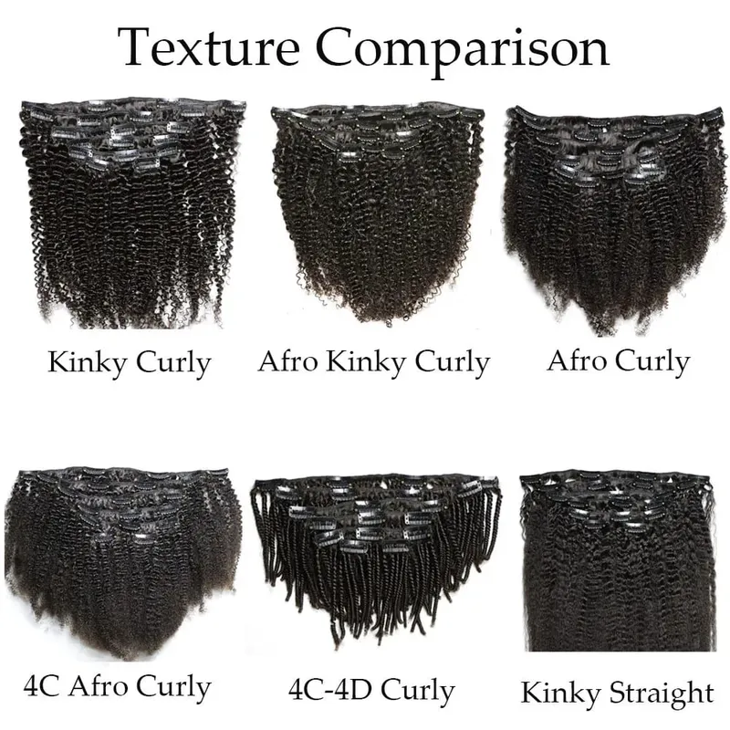 4C คลิป Virgin Remy Human Hair Extensions แน่นขนาดเล็ก Afro Kinky Curly คลิปในส่วนขยายของผมแอฟริกันผู้หญิงผิวดำ — image 3