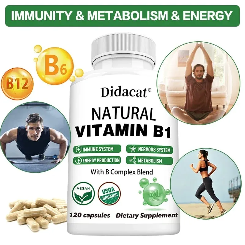 Didacat Vitamin B1 hilft dem Immunsystem, dem Nervensystem und der Energieunterstützung, Nahrungsergänzungsmittel — image 1