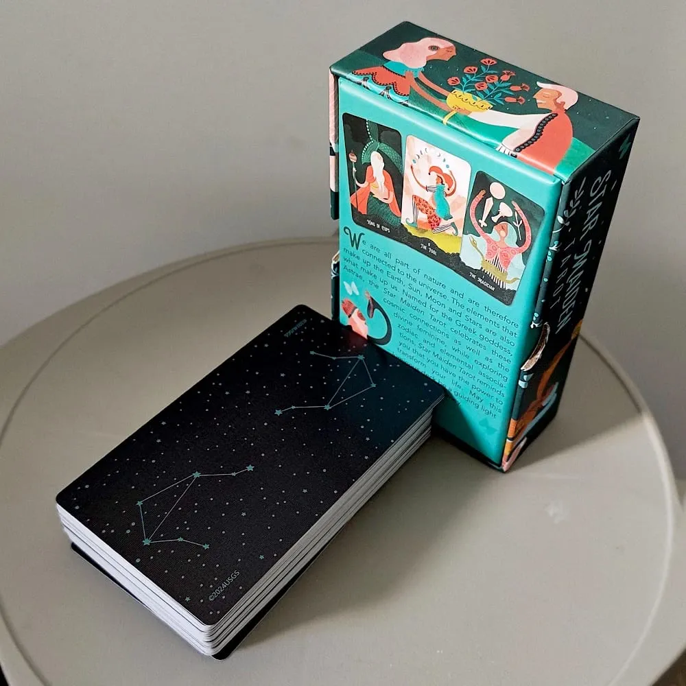 Star Maiden Tarot Deck 78-Karten-Deck Ästhetische himmlische göttliche Tarotkarten in zweiteiliger starrer Box 12 * 7 cm Doppelt geprägt — image 2