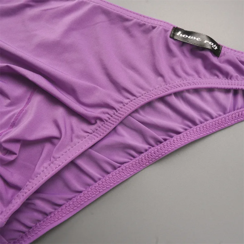 Thin Ice Silk Low Waist Men Briefs Solid Color Semi Transparent Underwear Plus Size Bulge Pouch Smooth Breathable Soft Panties — image 17