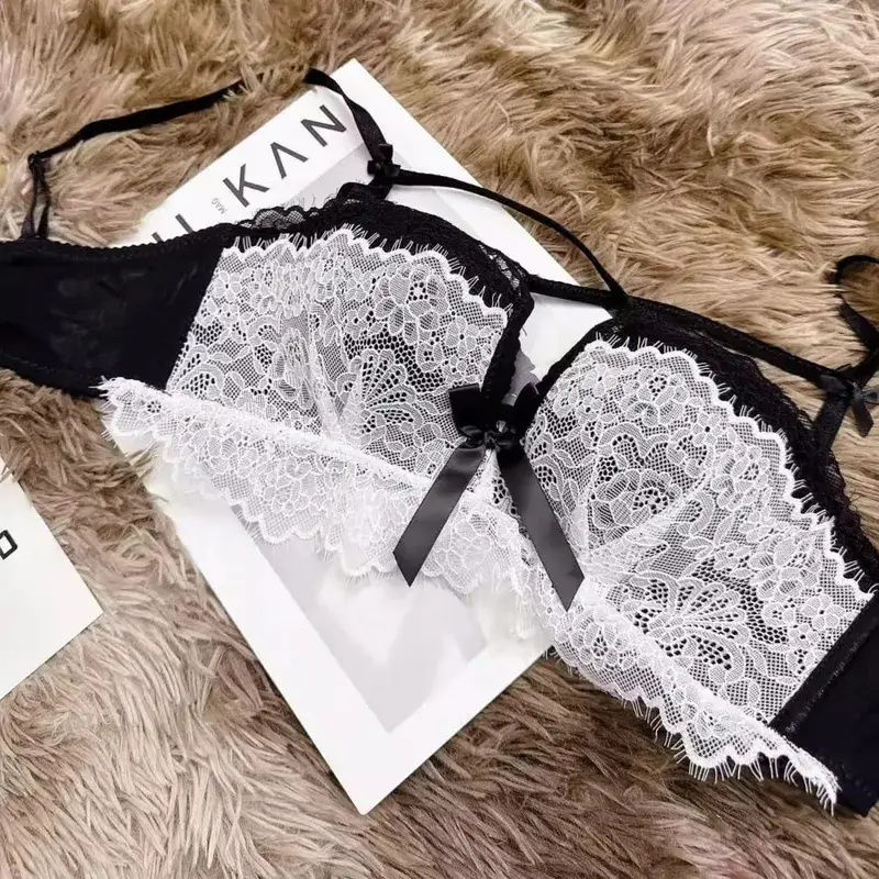 Push Up Bra สำหรับหน้าอกเล็ก - ชุด Bralette ลูกไม้เก๋ไก๋สไตล์ฝรั่งเศสไร้สายรองรับชุดชั้นใน Anti-Sag สำหรับผู้หญิงตัวเล็ก