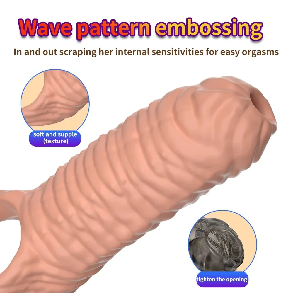 Penis Ring Male Realistic Penis Sleeve Extender Cock Sleeve Dick Enlargement Delay Ejaculation Cock Ring Reusable Condom Sex Toy — image 3
