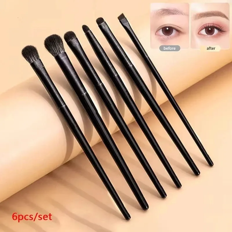 6 pezzi pennelli per trucco occhi naturali set pennello per ombretto contorno sopracciglia pennello per eyeliner occhi cosmetici per miscelazione dettagli strumenti per il trucco