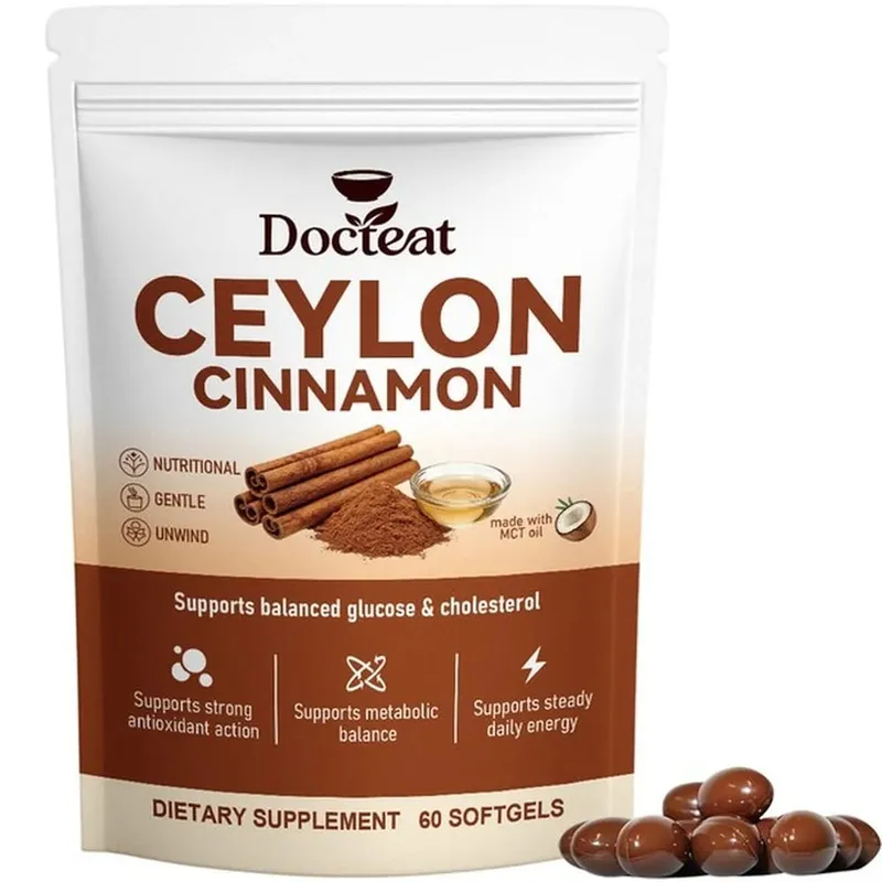 Ceylon Cinnamon Softgels with Vitamin B6 MCT Oil Supports Balanced Glucose and Cholesterol Metabolic Balance Energy 60 Softgels