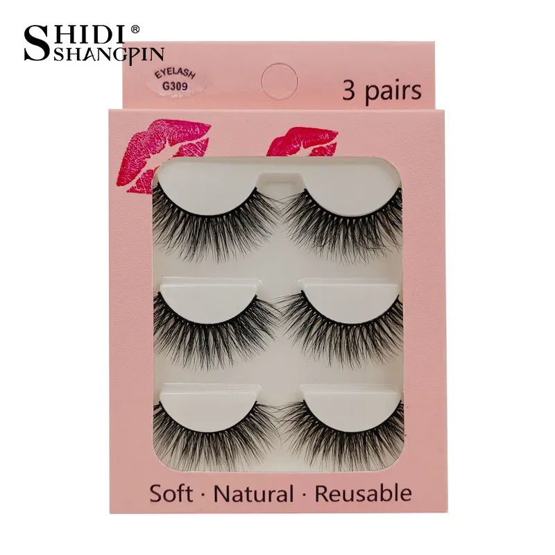 Faux Cils 3 paires de Faux Cils naturels longs en vison 3D, doux, moelleux, vaporeux, faits à la main, outils de maquillage pour les yeux, Maquiagem — image 24
